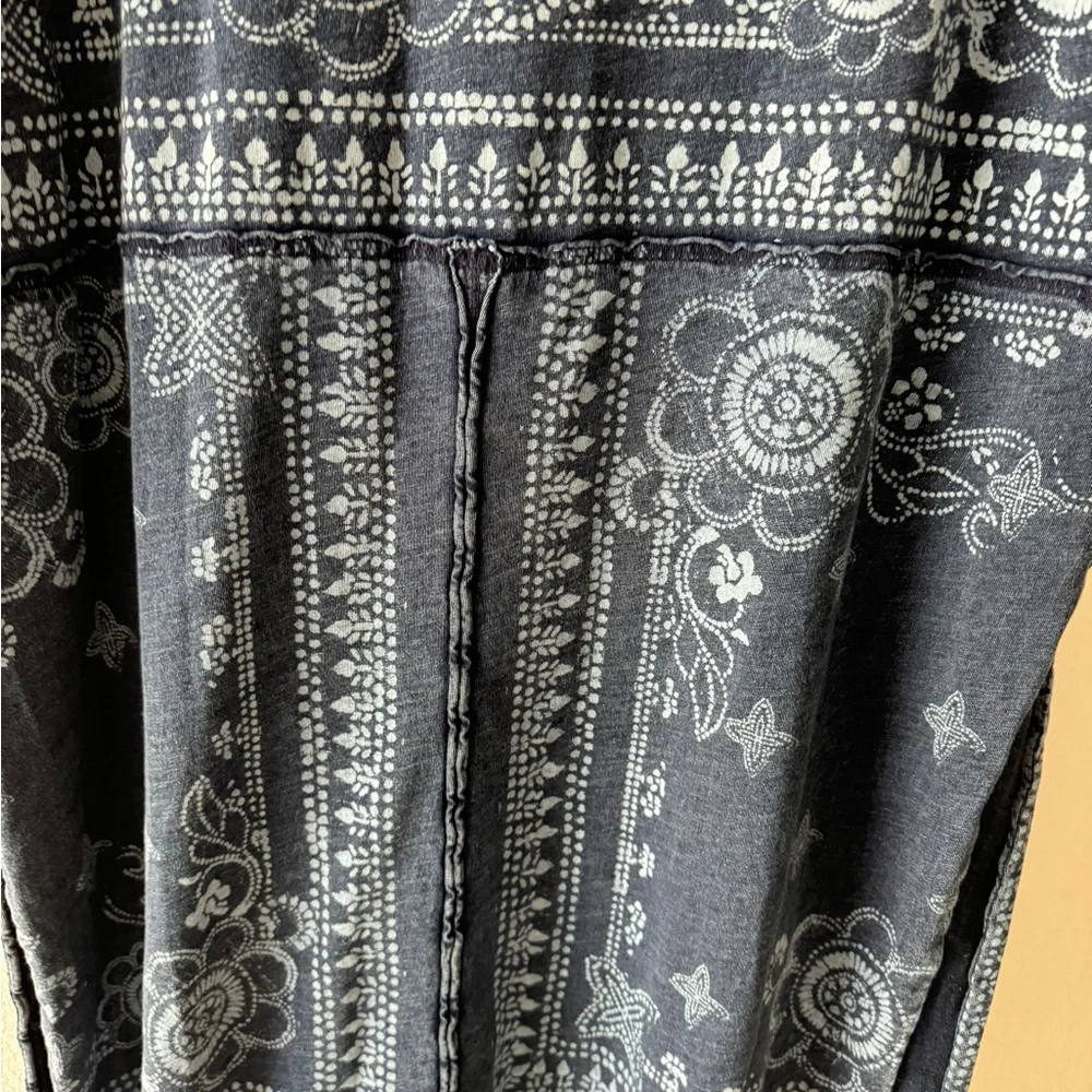 Free People Navy Blue Bandana Print Short Sleeve Tunic